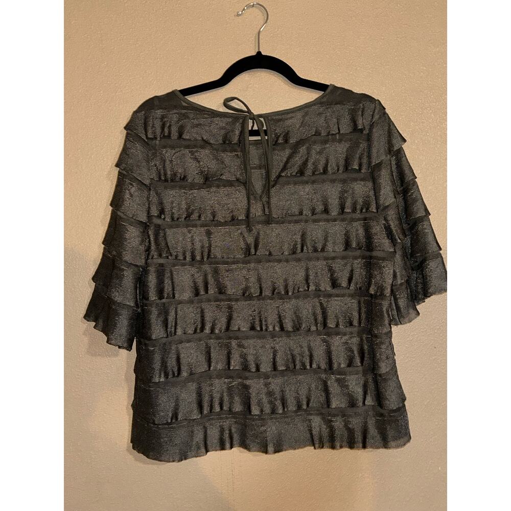 Anthropologie Vanessa Virginia Green Ruffle Tiered Top Womens Medium NWT Fun - Picture 6 of 11